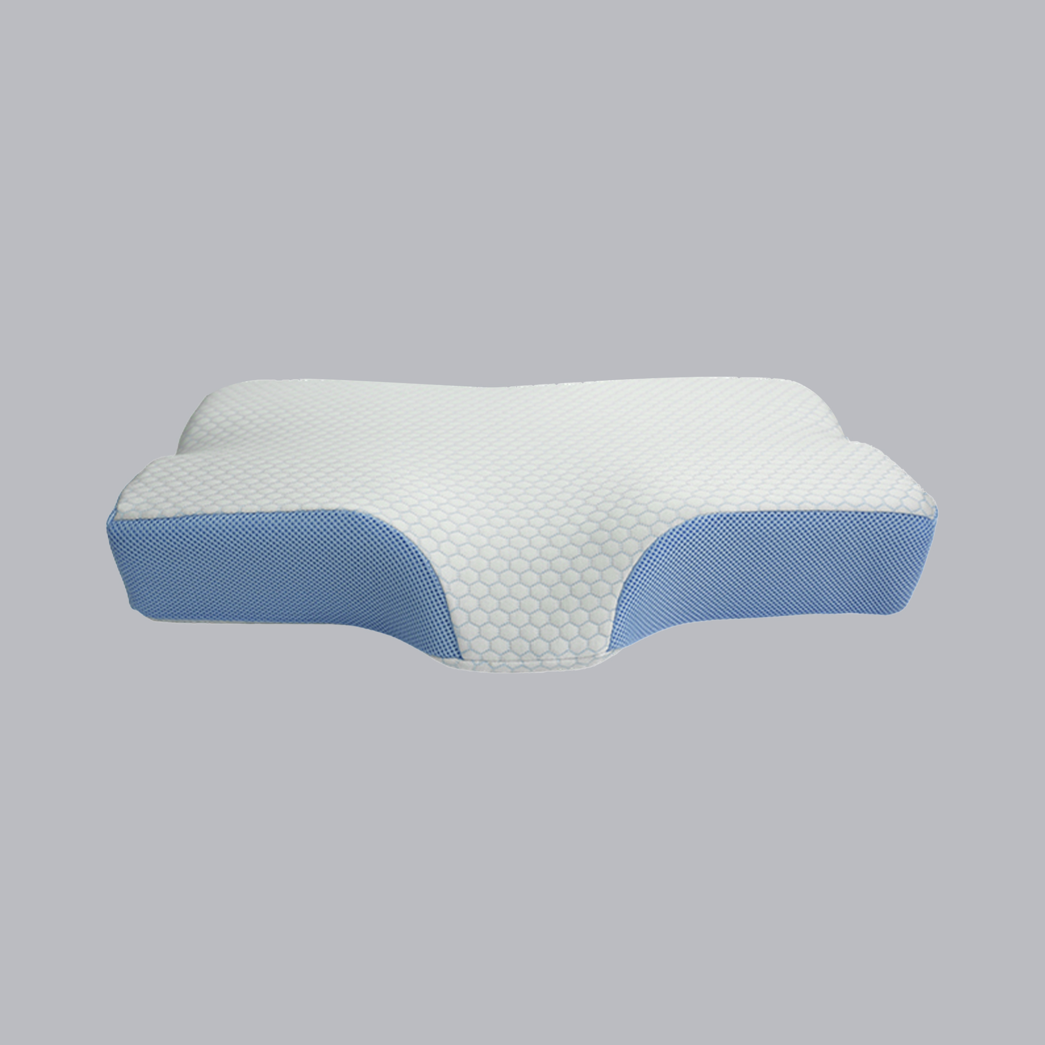 S-formet kombineret med bueformet hvid honeycomb tekstureret nakkepude